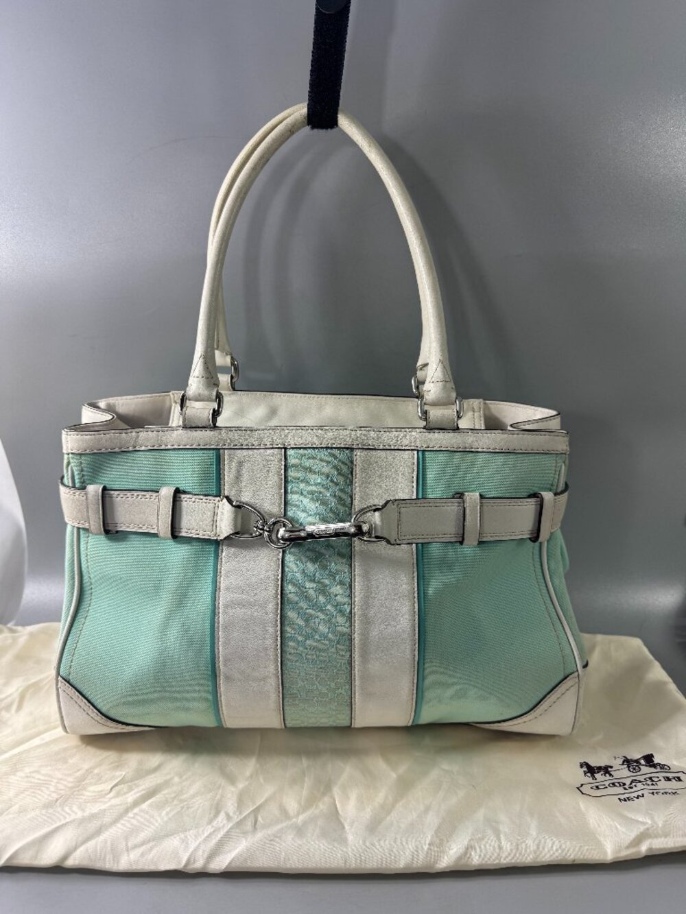 Authentic Vintage Coach F11682 Hampton Satchel in Glacier Baby Blue